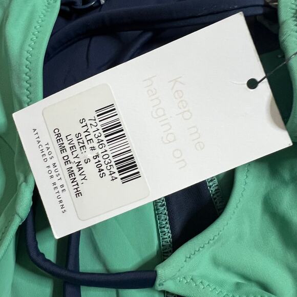 Lively The V One Piece Swimsuit SMALL Creme De Menthe Colorblock Beach Vacation - Picture 8 of 9